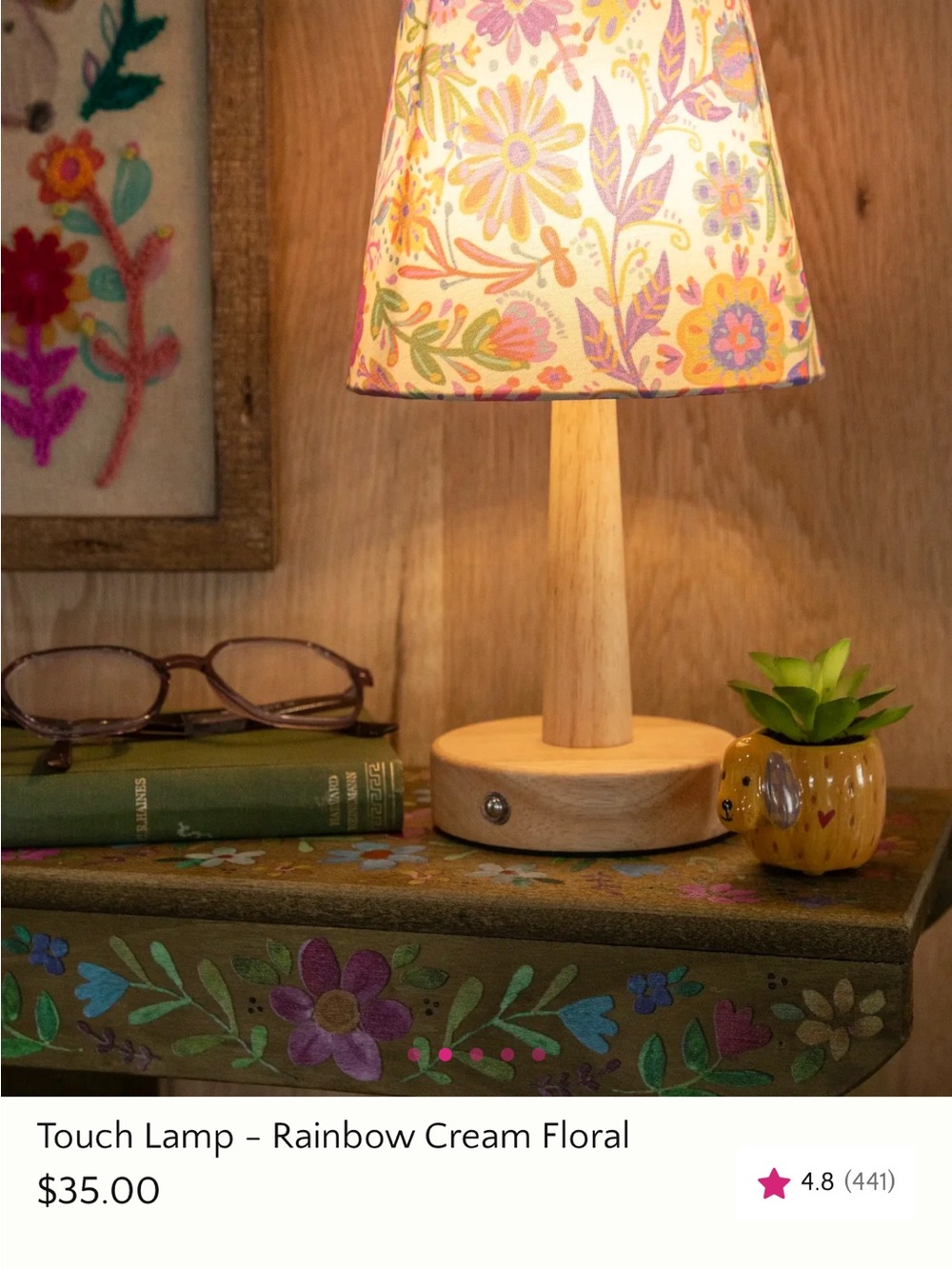NATURAL LIFE Floral Cat Lantern Lamp - Pink, Yellow, Blue - Picture 3 of 10